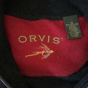 Orvis Black wool half zip sweater